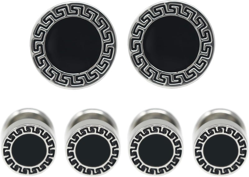 MENDEPOT Men Formal Wear Dress Shirt Cufflinks And Studs Set With Box Wedding Groom Groomsmen Gift - Image 1